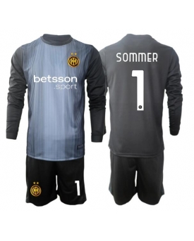 Billige Fotballdrakt Inter Milan Yann Sommer #1 Keeper Replika Hjemmedraktsett Barn 2025-26 Langermet (med bukser)
